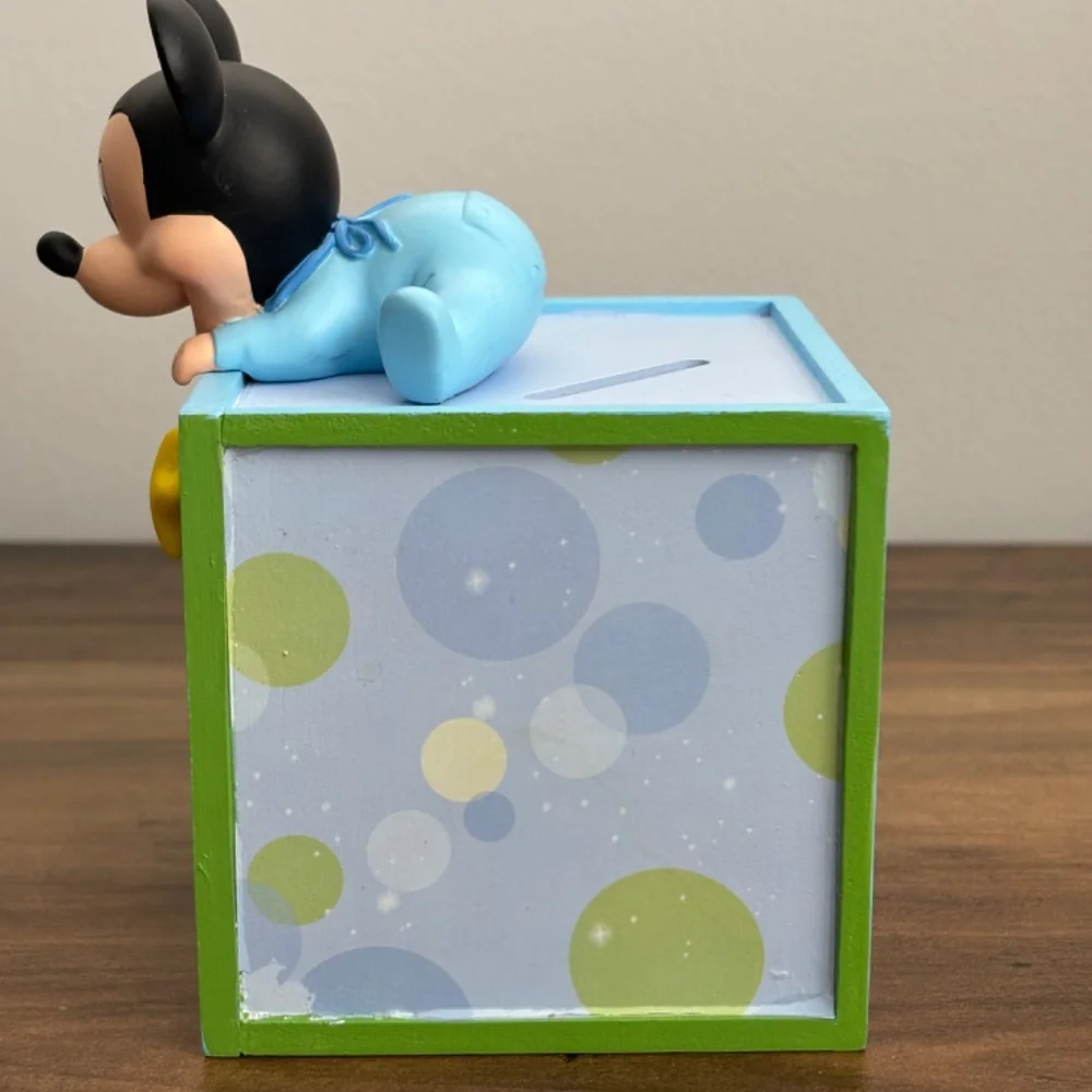 DISNEY BABY Mickey Mouse PRECIOUS MOMENTS Photo Cube Piggy Bank 152703 Showcase